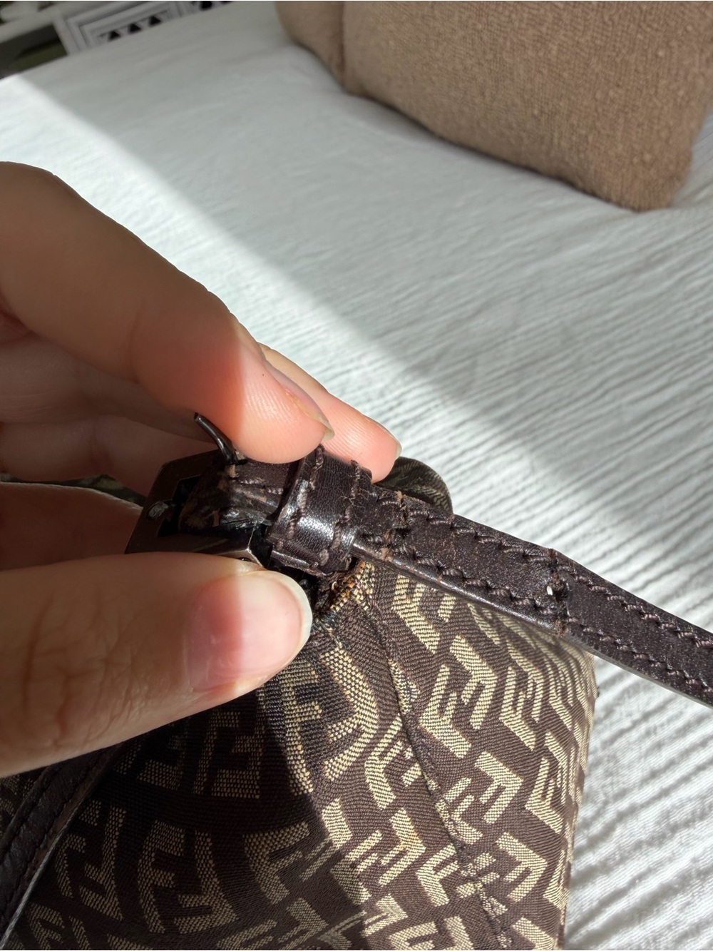 Vintage Fendi Zucca Zucchino Baguette Shoulder Bag, Authentic w/ COA - Picture 10 of 14